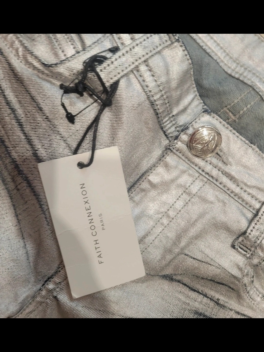 Faith Connexion Women's Faded Grey Skinny Jeans , Luxury Grunge